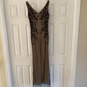 Black beaded long dress size 8
